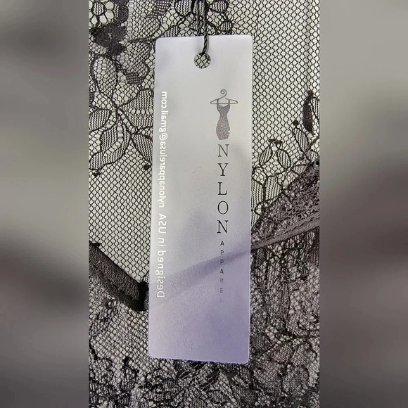 Nylon Apparel Women's Black Sexy Witchy Whimsigoth Sheer Lace Blouse, M, NWT - Picture 4 of 8